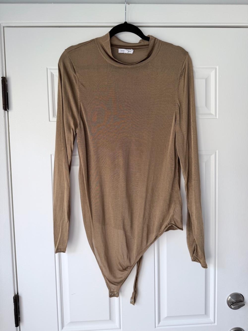 Good American Pale Gold Sheer Mock Neck Bodysuit size 5 2XL XXL